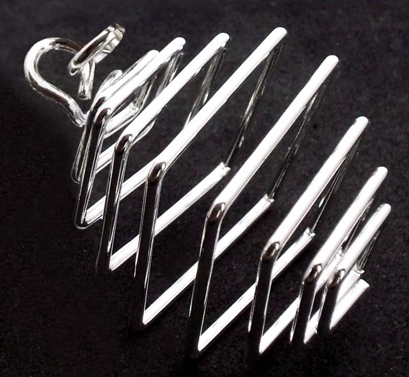 1x Silver Plated Large Square Spiral Cage for Crystals and Gemstones