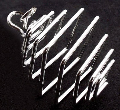 1x Silver Plated Large Square Spiral Cage for Crystals and Gemstones