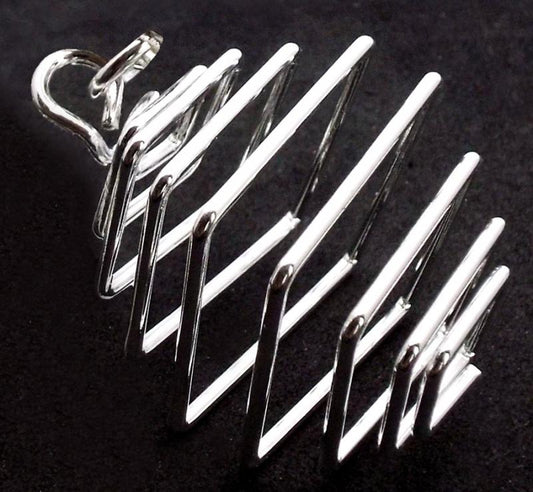 1x Silver Plated Large Square Spiral Cage for Crystals and Gemstones