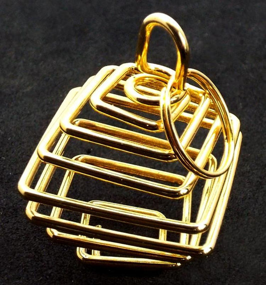 1x Gold Coloured Large Square Spiral Cage for Crystals and Gemstones