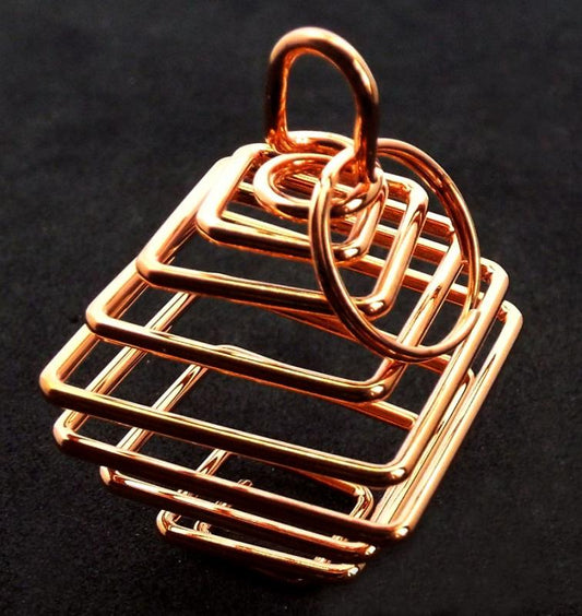 1x Copper Coloured Large Square Spiral Cage for Crystals and Gemstones