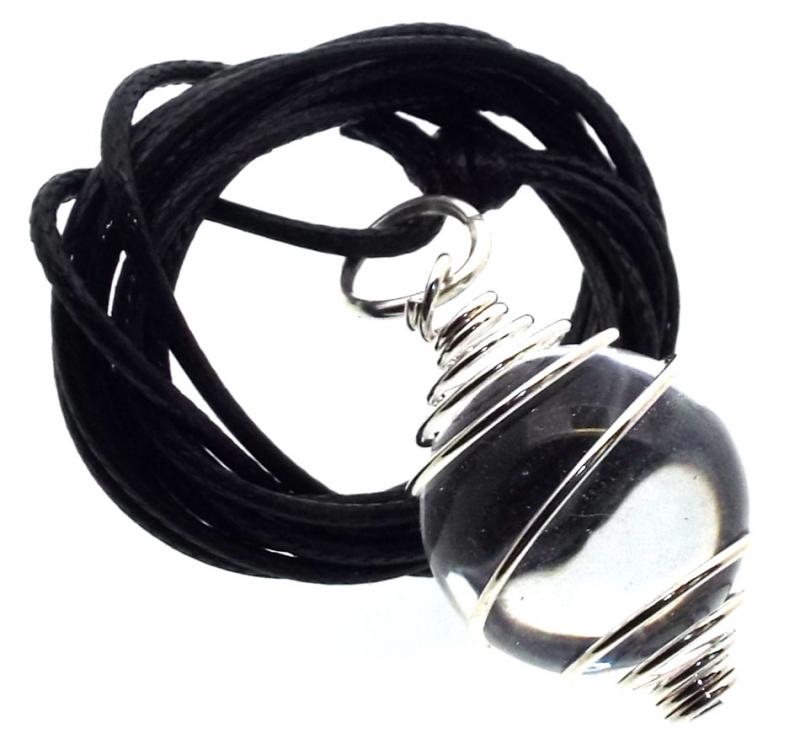 Clear Quartz 16mm Crystal Ball Spiral Pendant