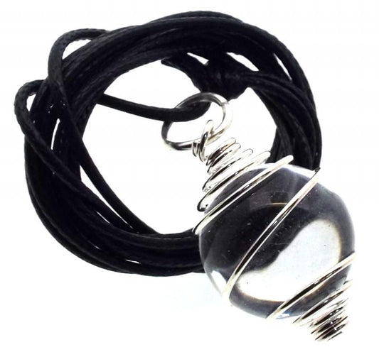 Clear Quartz 16mm Crystal Ball Spiral Pendant