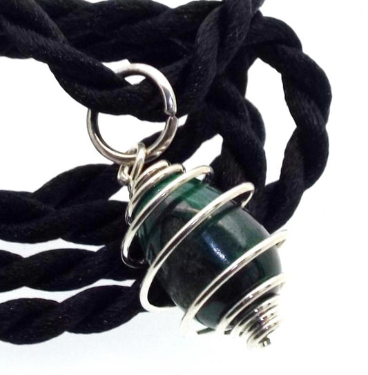 Malachite Small Gemstone Egg Spiral Pendant