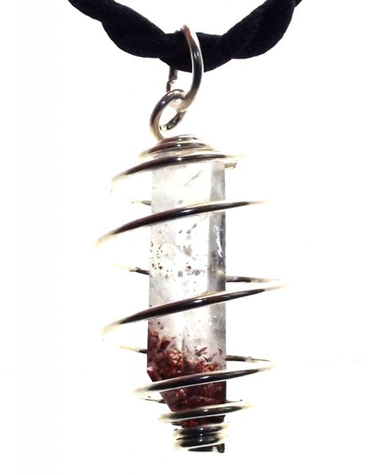 Harlequin Quartz Gemstone Spiral Pendant