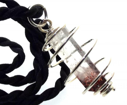 Harlequin Quartz Gemstone Spiral Pendant