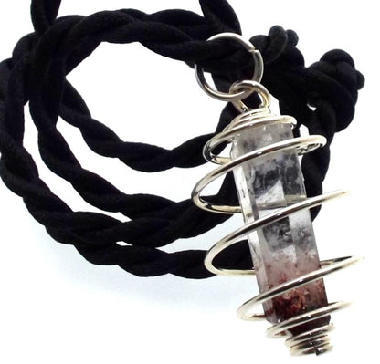 Harlequin Quartz Gemstone Spiral Pendant