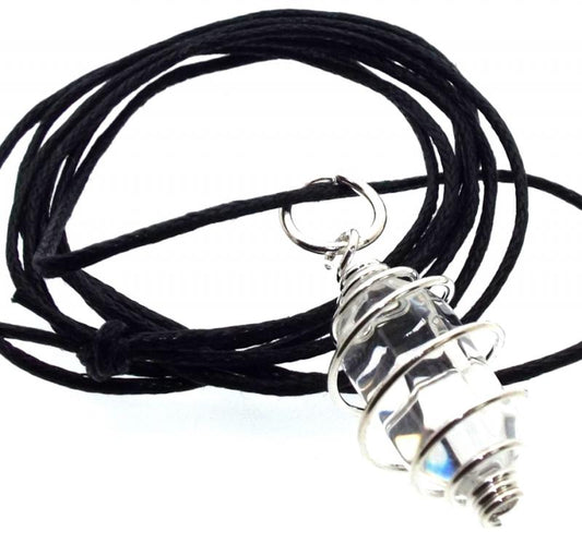 Clear Quartz Mini Double Terminated Point Spiral Pendant