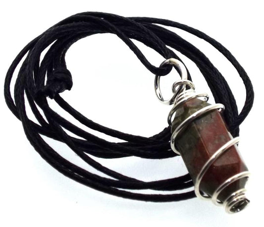 Unakite Mini Double Terminated Point Spiral Pendant
