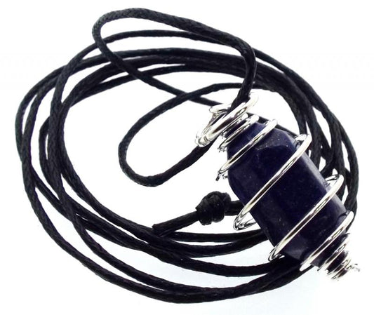 Lapis Lazuli Mini Double Terminated Point Spiral Pendant