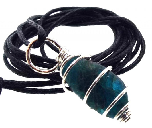 Neon Apatite Gemstone Mini Spiral Pendant