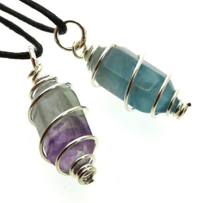 Fluorite Mini Double Terminated Point Spiral Pendant