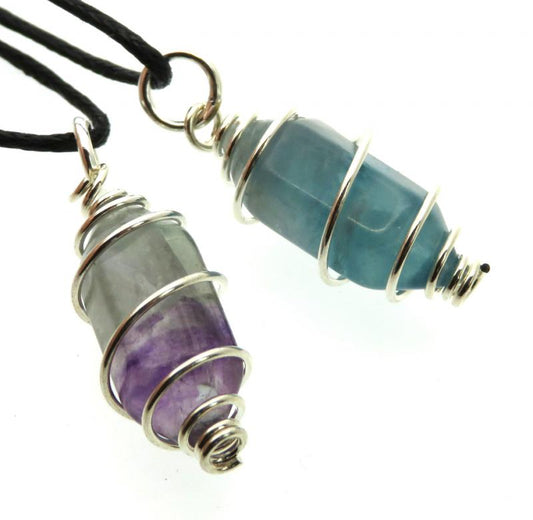 Fluorite Mini Double Terminated Point Spiral Pendant