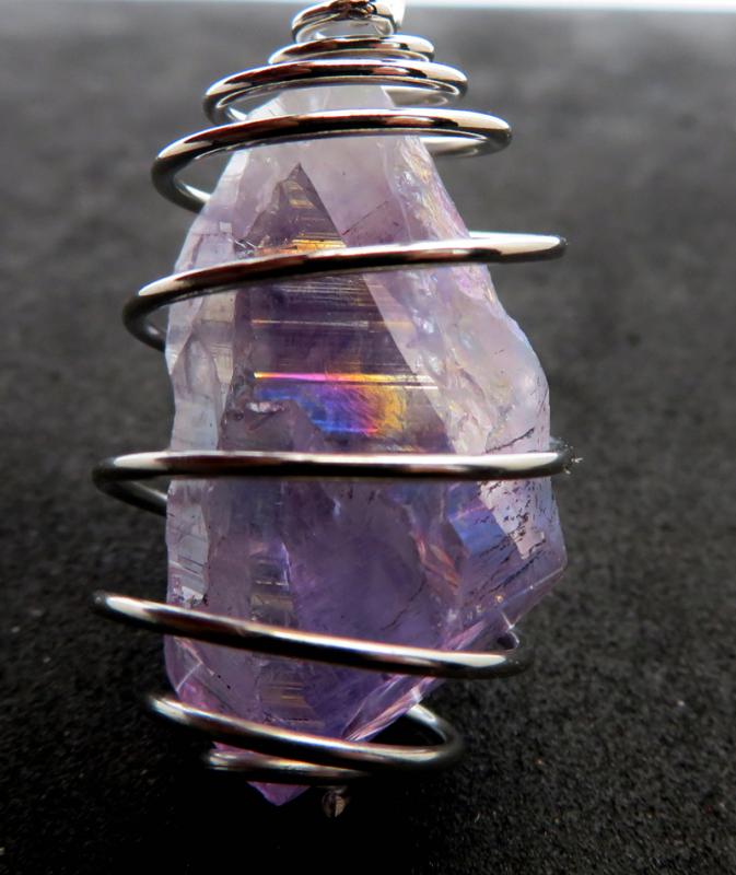 Amethyst Aura Gemstone Spiral Pendant