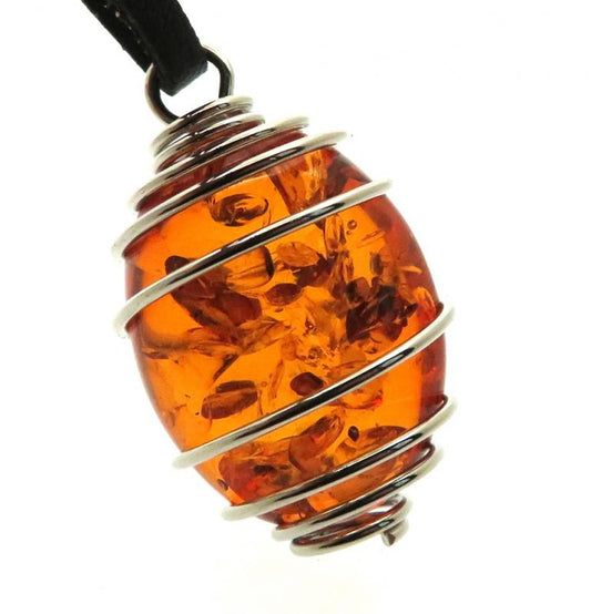 Chinese Amber Spiral Pendant