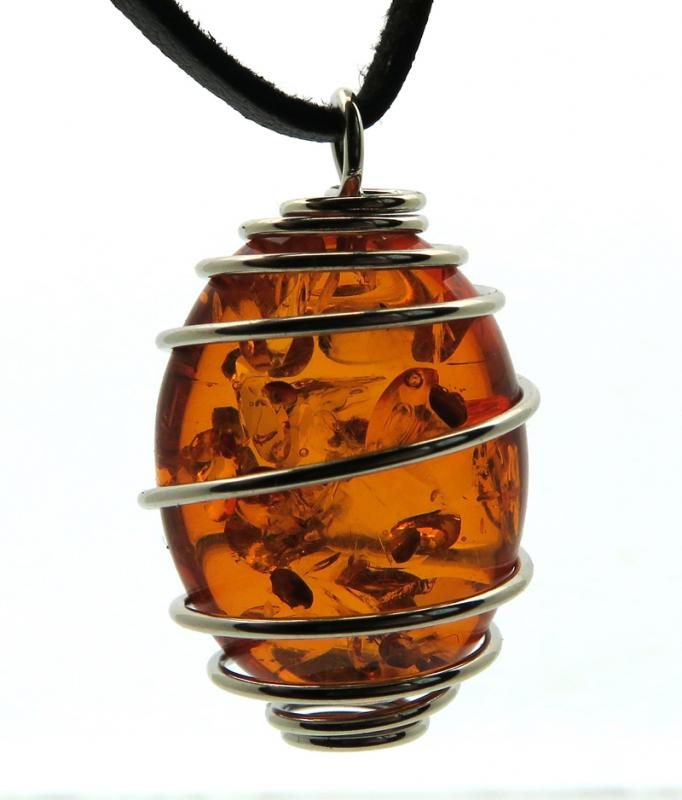 Chinese Amber Spiral Pendant