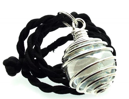 Angel Aura Quartz Crystal Ball Spiral Pendant