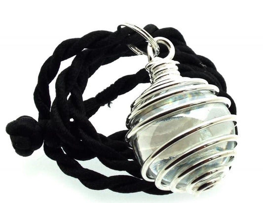 Angel Aura Quartz Crystal Ball Spiral Pendant