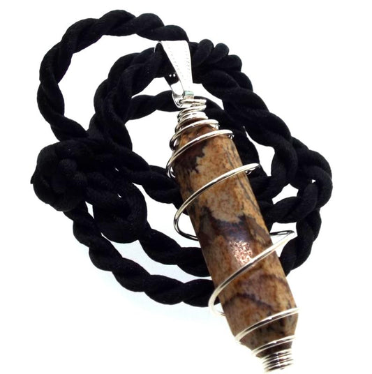 Kalahari Jasper Mini Double Terminated Point Spiral Pendant