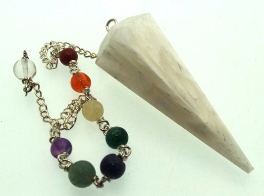 Scolecite Gemstone Terminated Chakra Pendulum