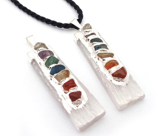 Selenite Electroplated Chakra Pendant