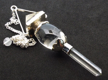 Shiva Shaped Clear Quartz Pyramid and Point Ornate Pendulum