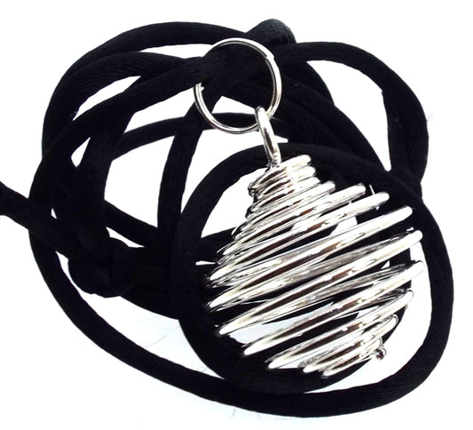 Silver Coloured Spiral Gem Keeper Cage Pendant Adjustable