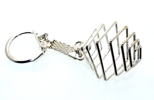 Square Silver Coloured Spiral Gemkeeper Keyring