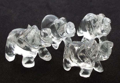 Small Clear Quartz Carved Gemstone Elephant