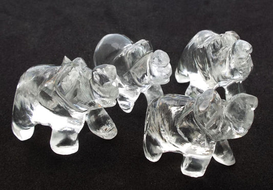 Small Clear Quartz Carved Gemstone Elephant