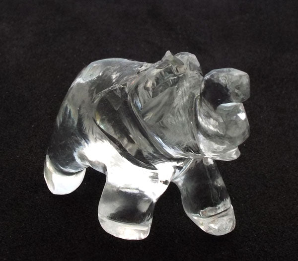 Small Clear Quartz Carved Gemstone Elephant