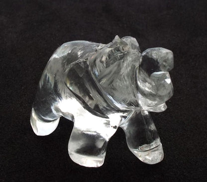 Small Clear Quartz Carved Gemstone Elephant