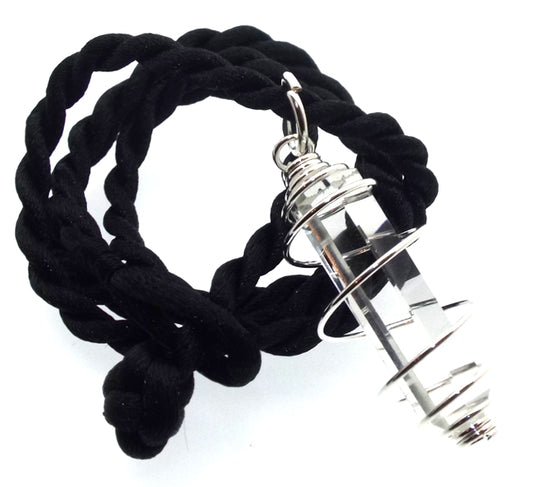 Small Crystal Clear Faceted Quartz Point Gemstone Spiral Pendant