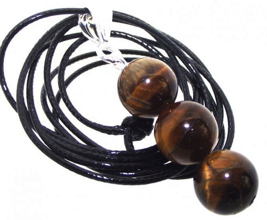 10mm Tigers Eye Gemstone Triple Sphere Pendant