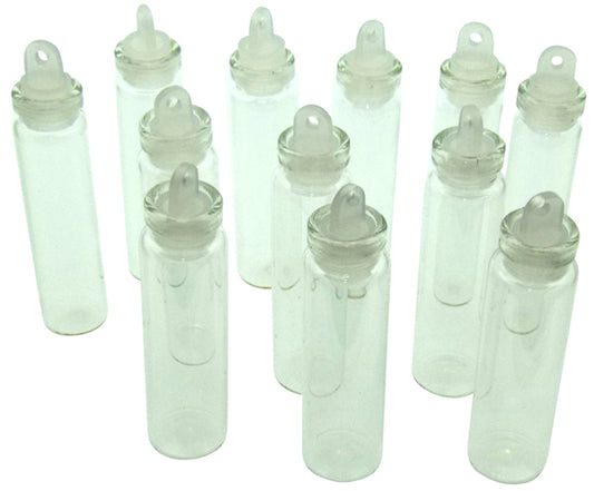 12x Glass Vial Bottle Pendants for Fairy Dust Oils Ashes