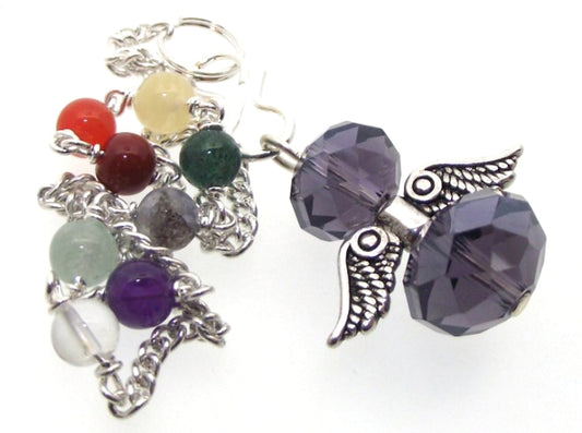 Violet Crystal Angel Charm Chakra Pendulum