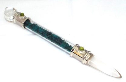 Glass Pipe Healing Wand with Cavansite Chips