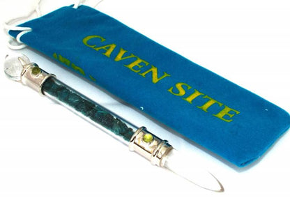 Glass Pipe Healing Wand with Cavansite Chips