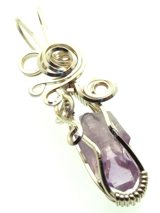 Amethyst Vera Cruz Gemstone Silver Plated Wire Wrapped Pendant 01
