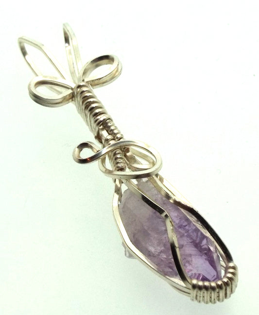 Amethyst Vera Cruz Gemstone Silver Plated Wire Wrapped Pendant 02