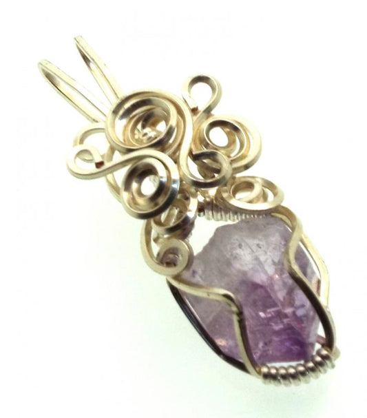 Amethyst Vera Cruz Gemstone Silver Plated Wire Wrapped Pendant 04