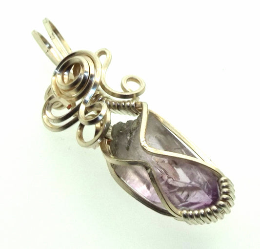 Amethyst Vera Cruz Gemstone Silver Plated Wire Wrapped Pendant 05