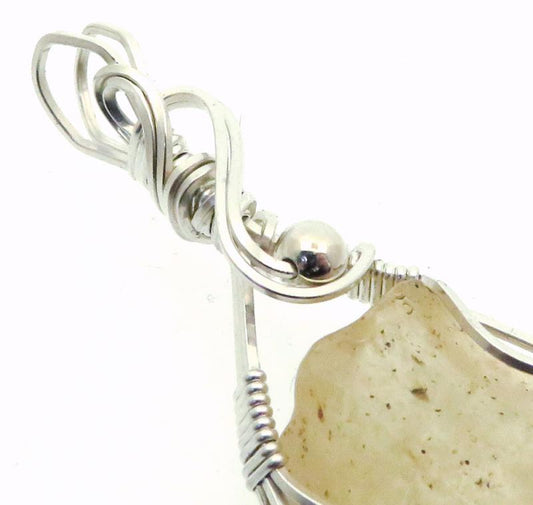 Libyan Desert Glass Sterling Silver Wire Wrapped Pendant 01