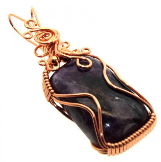 Charoite Gemstone Copper Wire Wrapped Pendant 02