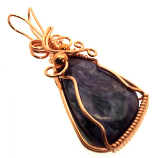 Charoite Gemstone Copper Wire Wrapped Pendant 07