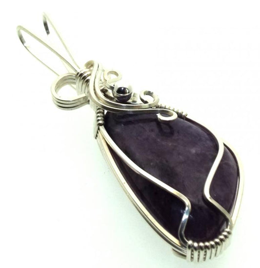 Charoite Gemstone Sterling Silver Wire Wrapped Pendant 11