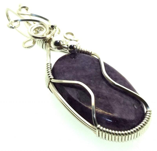 Charoite Gemstone Sterling Silver Wire Wrapped Pendant 17