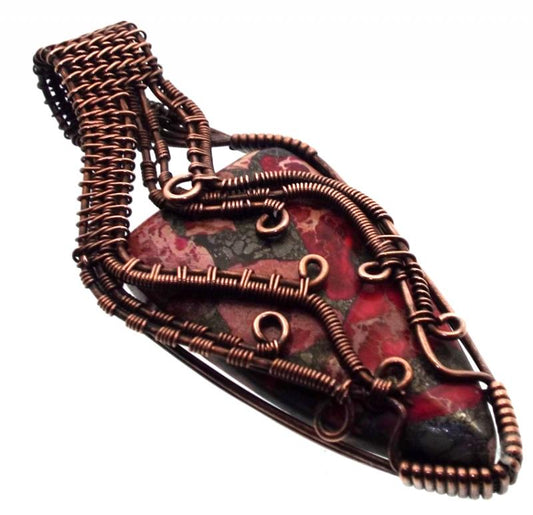 Sediment Jasper Copper Wire Weave Pendant 19