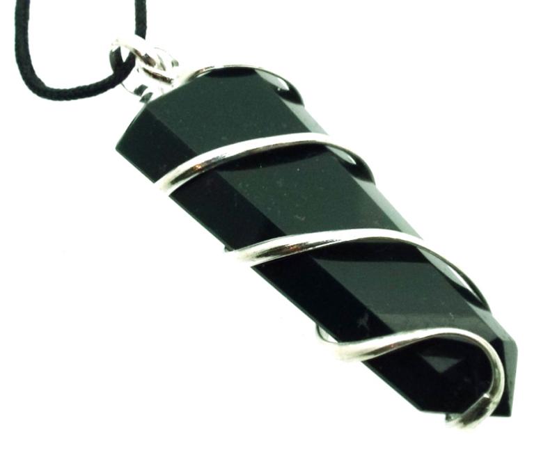 Bloodstone Faceted Point Spiral Wire Wrapped Pendant