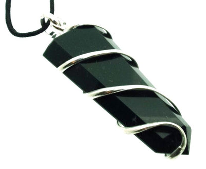 Bloodstone Faceted Point Spiral Wire Wrapped Pendant